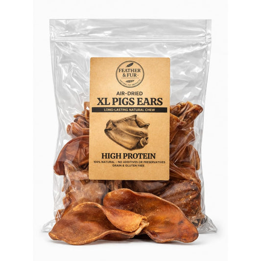 Feather and Fur 100% natural large pig ears dog chews