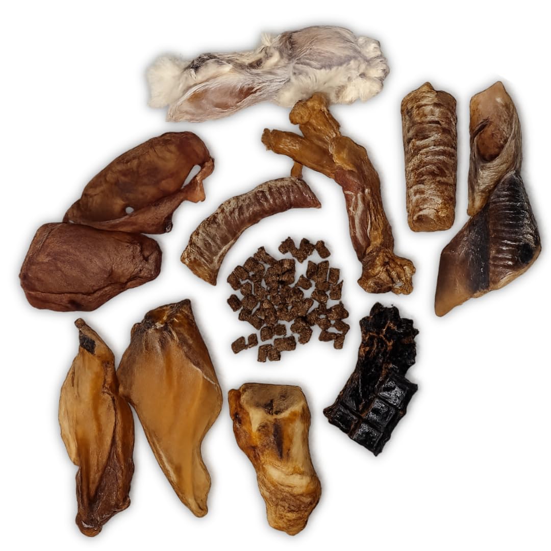 Feather and Fur 100% natural 1KG dog chew box full of mixed treats