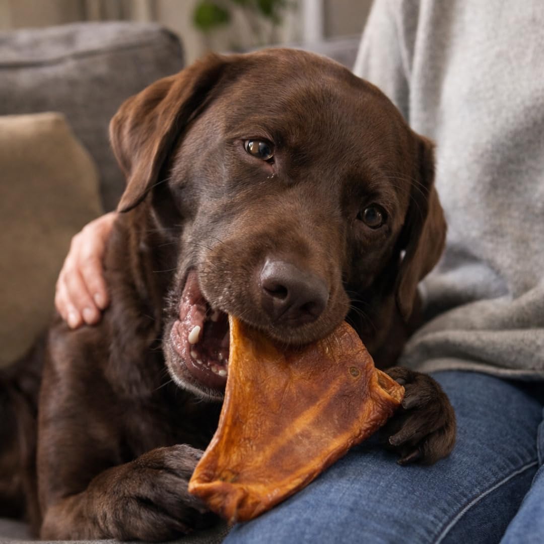 Grain-free and high protein large pig ear treats for dogs with sensitive stomachs